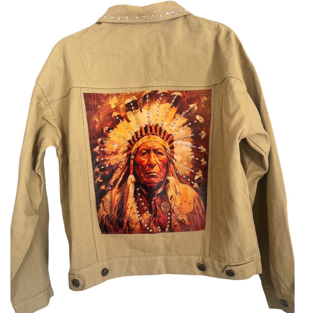 KIG NWT Sample Jacket 100% Cotton Rhinestone Western Statement Piece